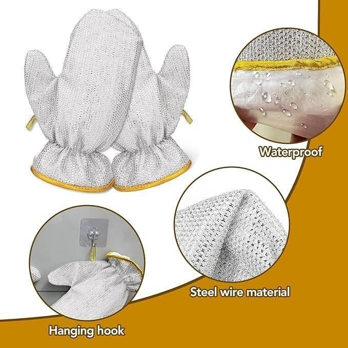 Steel Wire Kitchen Cleaning Glove – Heavy Duty Dish Scrubber for Pots & Pans