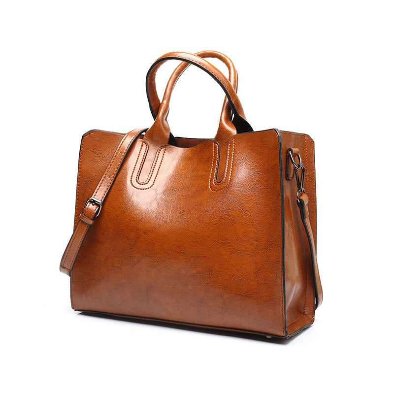 Women’s Retro Leather Handbag – Stylish Shoulder & Hand Carry Bag