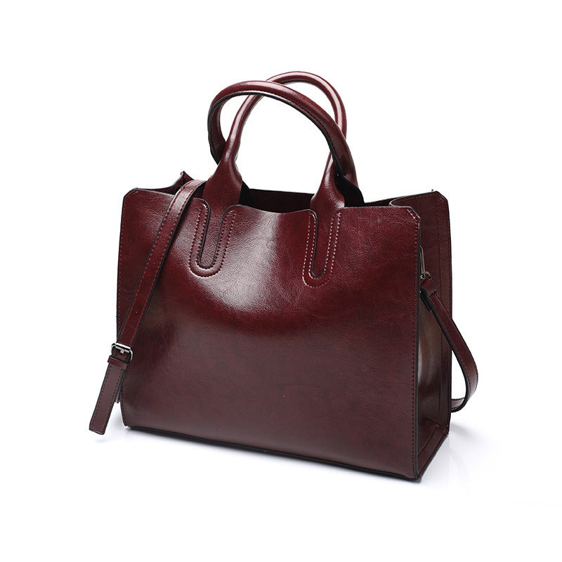 Women’s Retro Leather Handbag – Stylish Shoulder & Hand Carry Bag