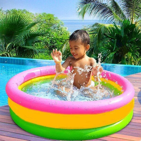 Rainbow Inflatable Swimming Pool for Kids – Portable Outdoor & Balcony Water Play Pool