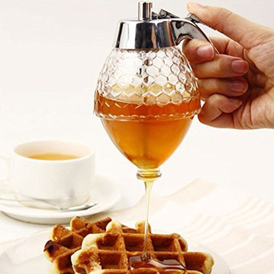 Acrylic Honey Dispenser with Metal Handle – Honeycomb & Diamond Design