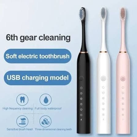 X-3 Sonic Rechargeable Electric Toothbrush With 2 Extra Heads | USB Charging Rechargeable Total Washable Electronic Whitening Teeth Brush for Oral Care