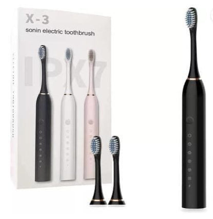 X-3 Sonic Rechargeable Electric Toothbrush With 2 Extra Heads | USB Charging Rechargeable Total Washable Electronic Whitening Teeth Brush for Oral Care