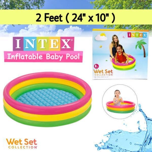 Rainbow Inflatable Swimming Pool for Kids – Portable Outdoor & Balcony Water Play Pool