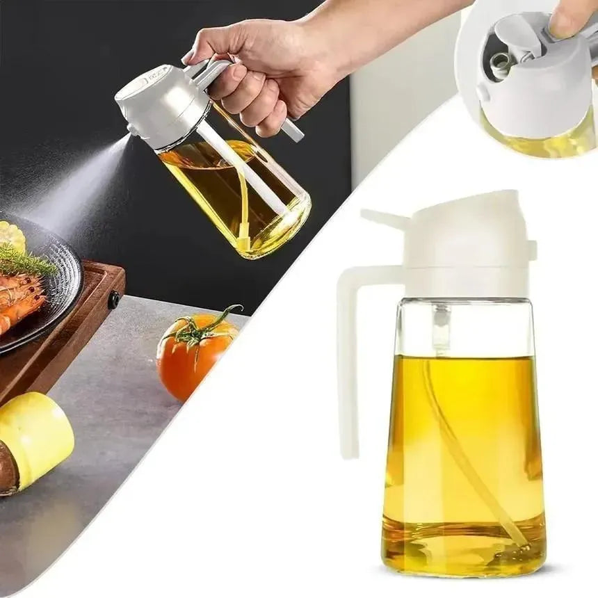 Glass Oil Dispenser Bottle – Black Kitchen Oil Container for Cooking & Storage