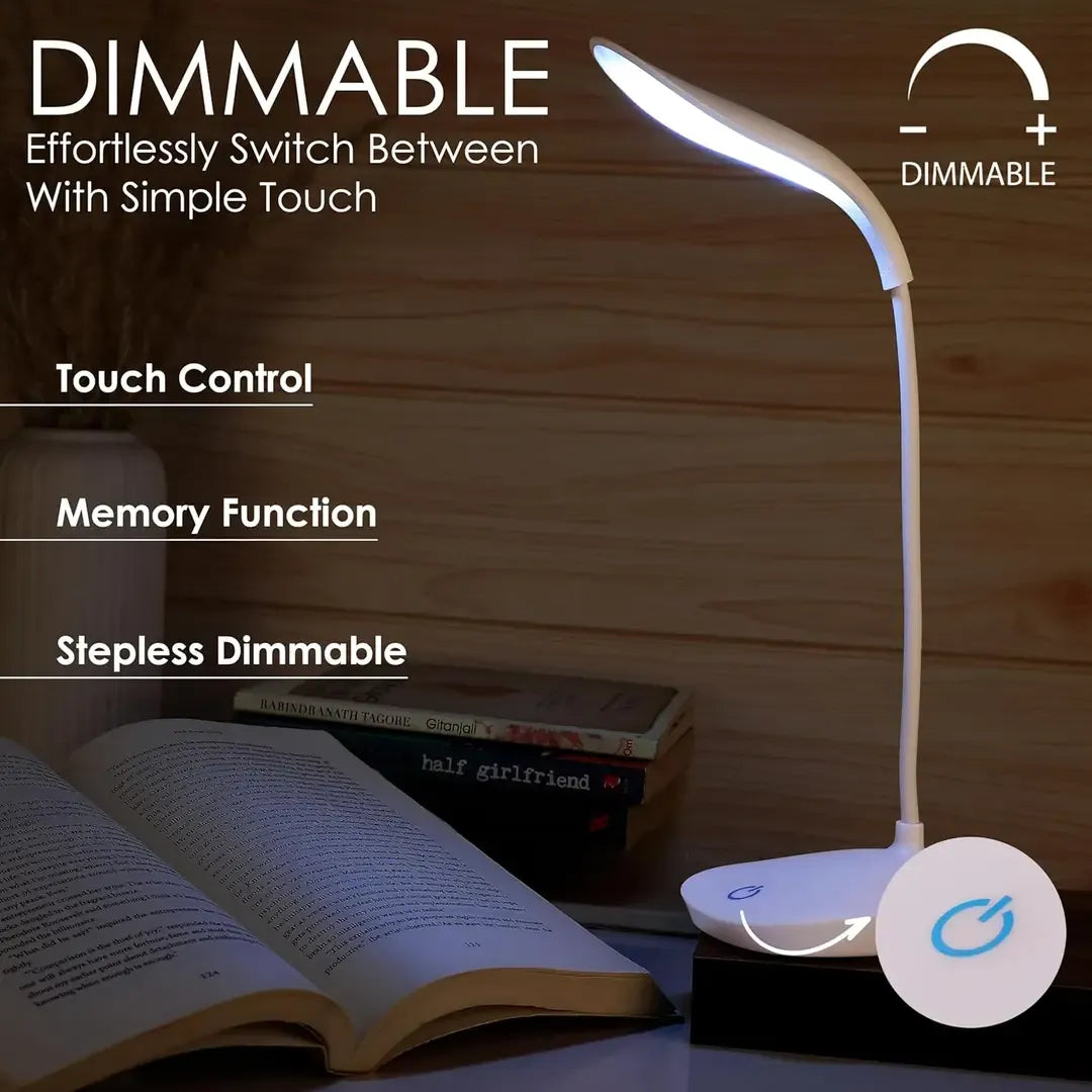 Rechargeable LED Study Desk Lamp with 360° Flexible Arm – 3 Light Modes