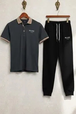 Men’s Printed Track Suit Set – MILANO Polyester Polo & Jogger Set