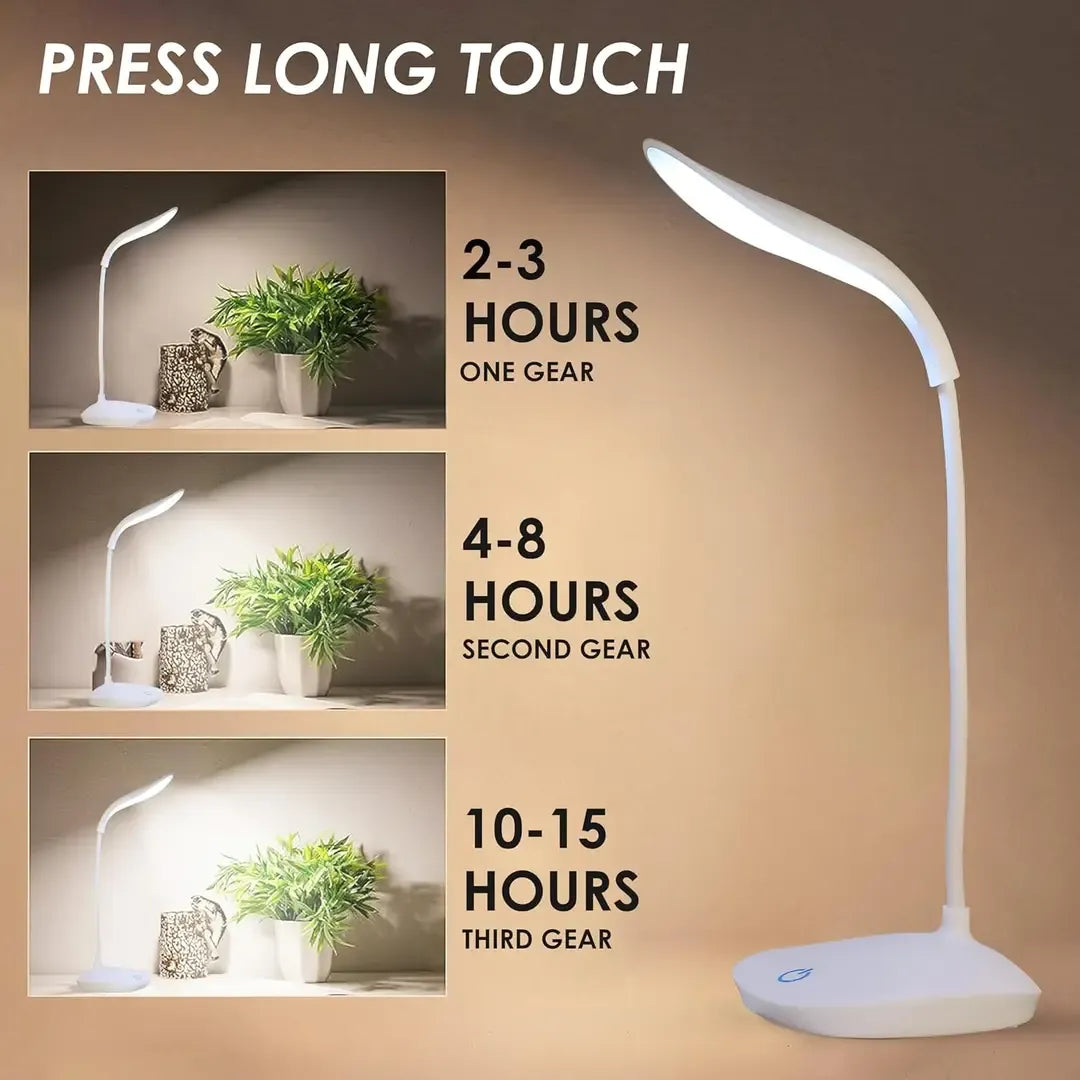 Rechargeable LED Study Desk Lamp with 360° Flexible Arm – 3 Light Modes