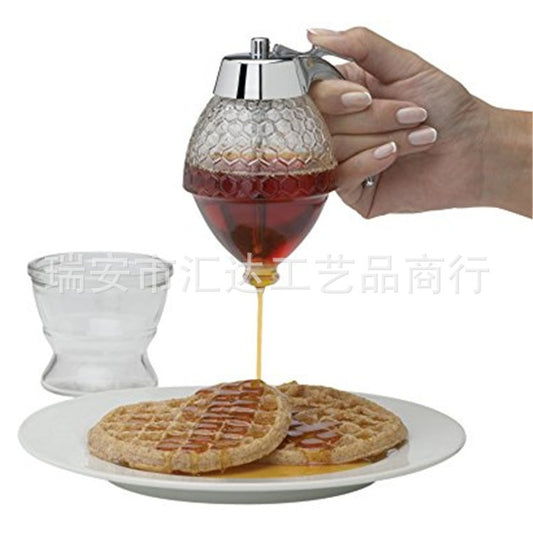 Acrylic Honey Dispenser with Metal Handle – Honeycomb & Diamond Design
