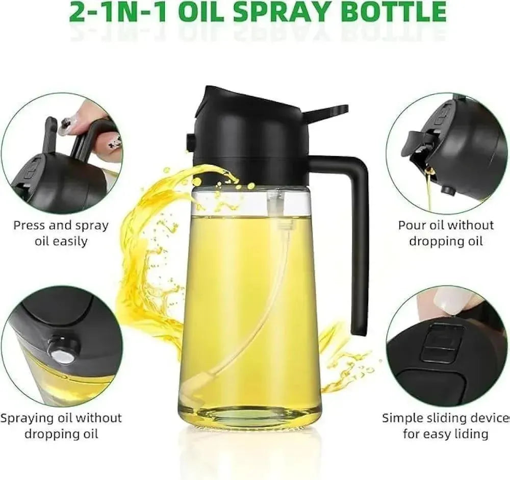 Glass Oil Dispenser Bottle – Black Kitchen Oil Container for Cooking & Storage