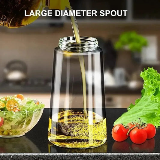 Glass Oil Dispenser Bottle – Black Kitchen Oil Container for Cooking & Storage